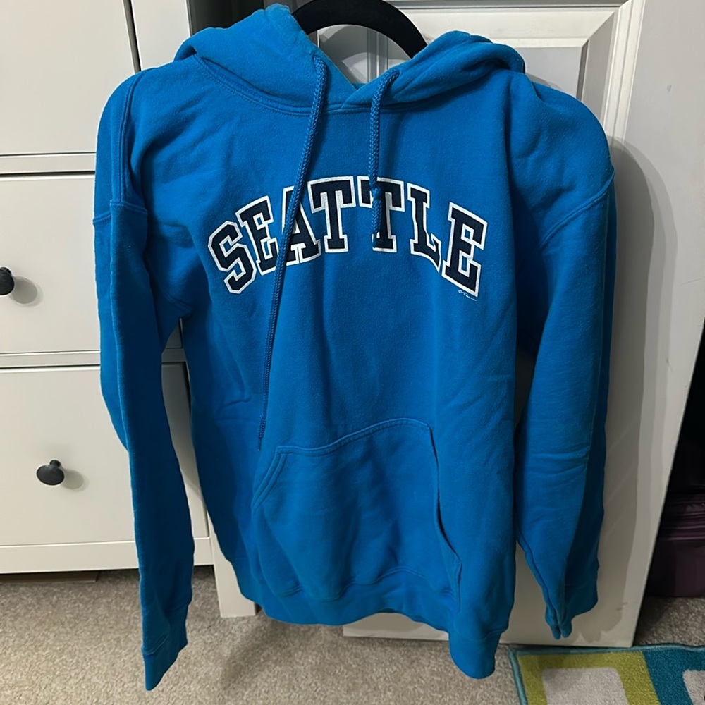 Blue Seattle Hoodie Sweatshirt Size S